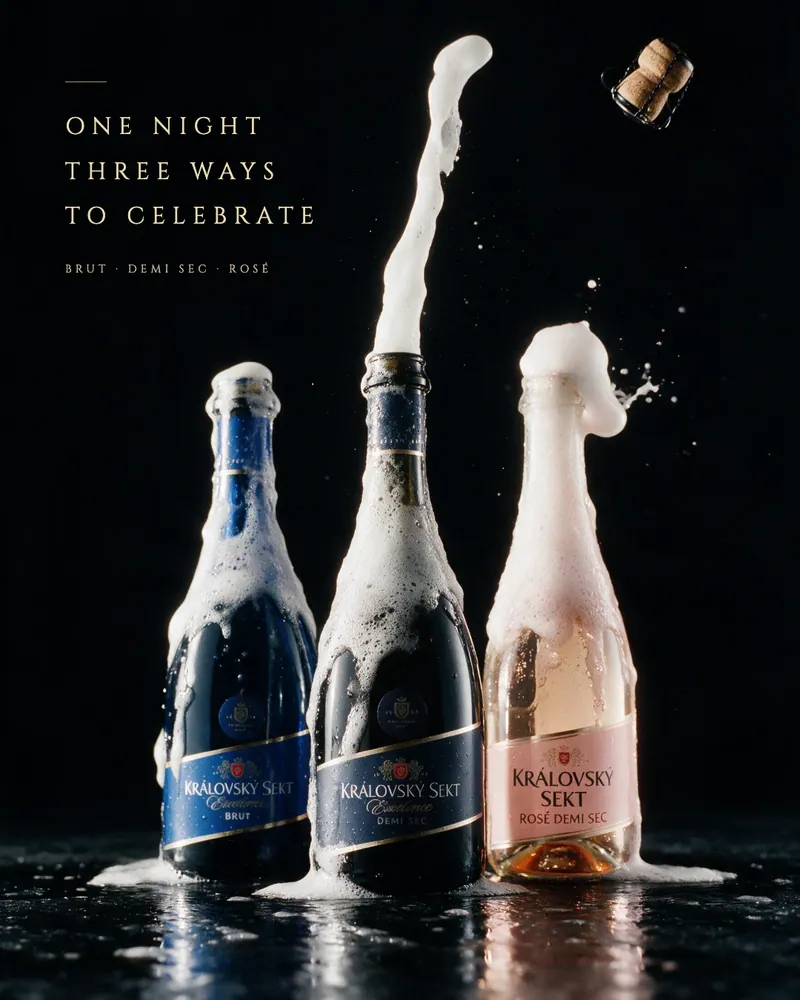 Královský sekt: příspěvek „One night, three ways to celebrate“